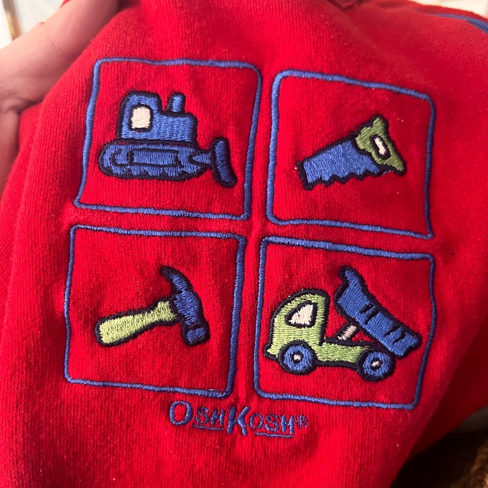 OshKosh Kids Red onesie with Embroidered Tools
